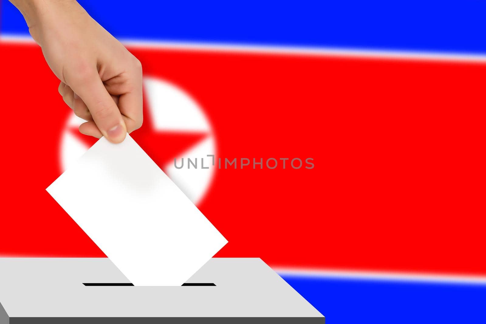 hand drops the ballot election against the background of the flag, concept of state elections, referendum by Andelov13