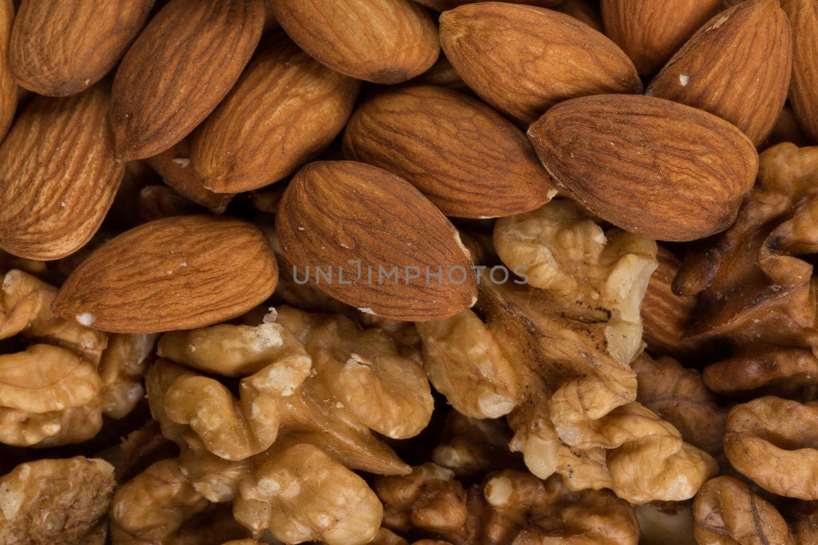 mix of various nuts background above closeup