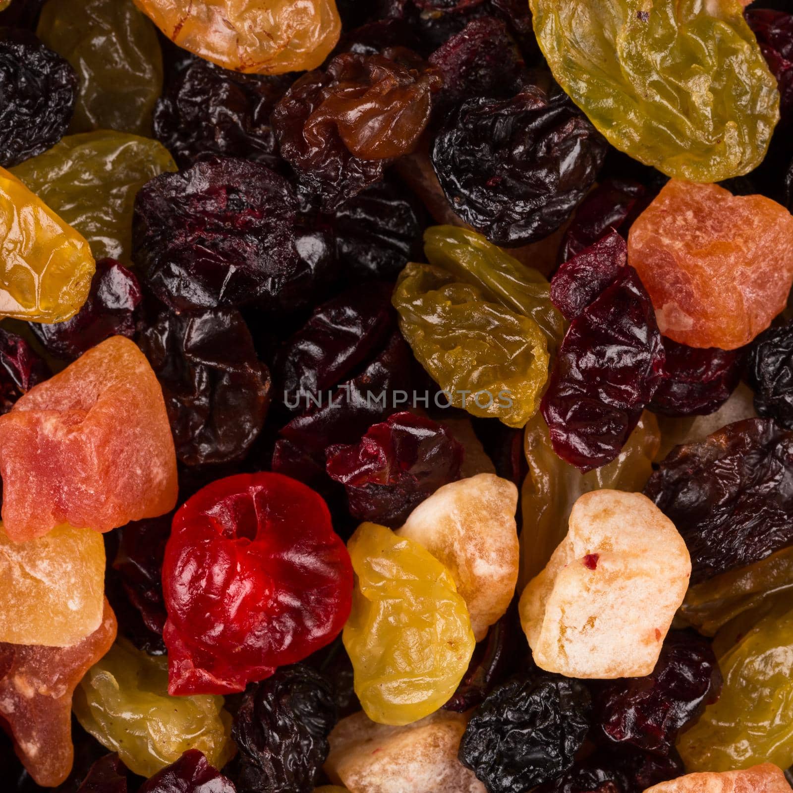 tasty sweet mix dried fruits colorful background