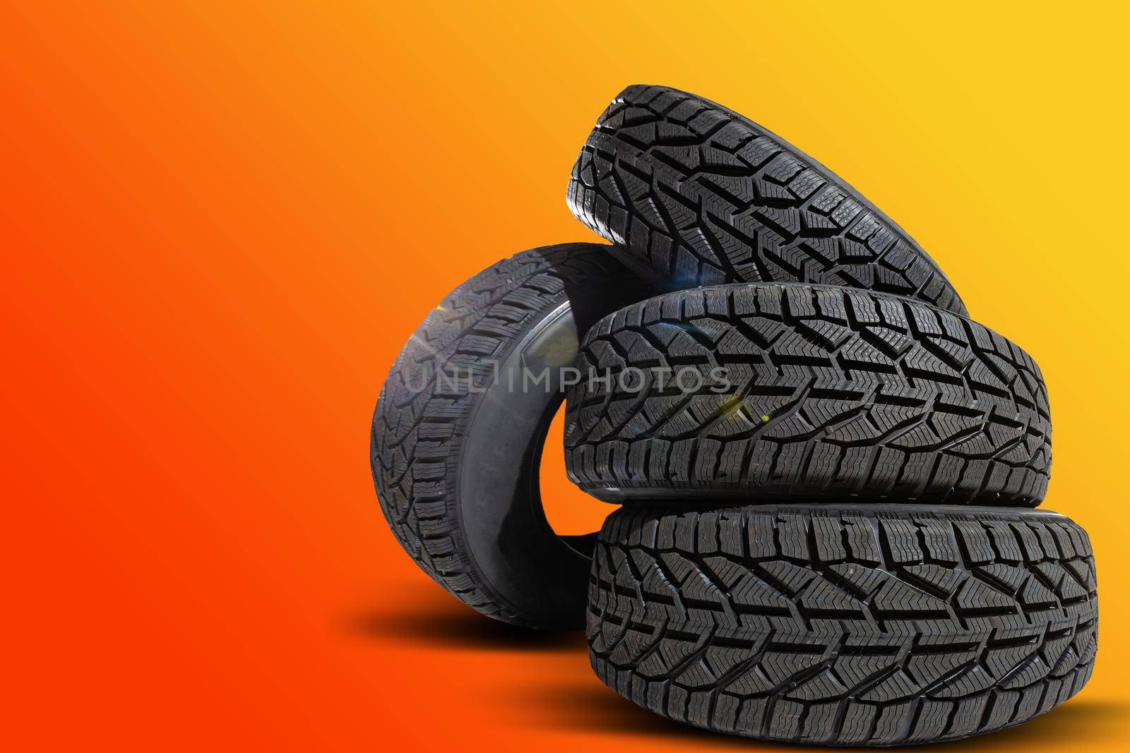 winter tires set isolated. car tire.