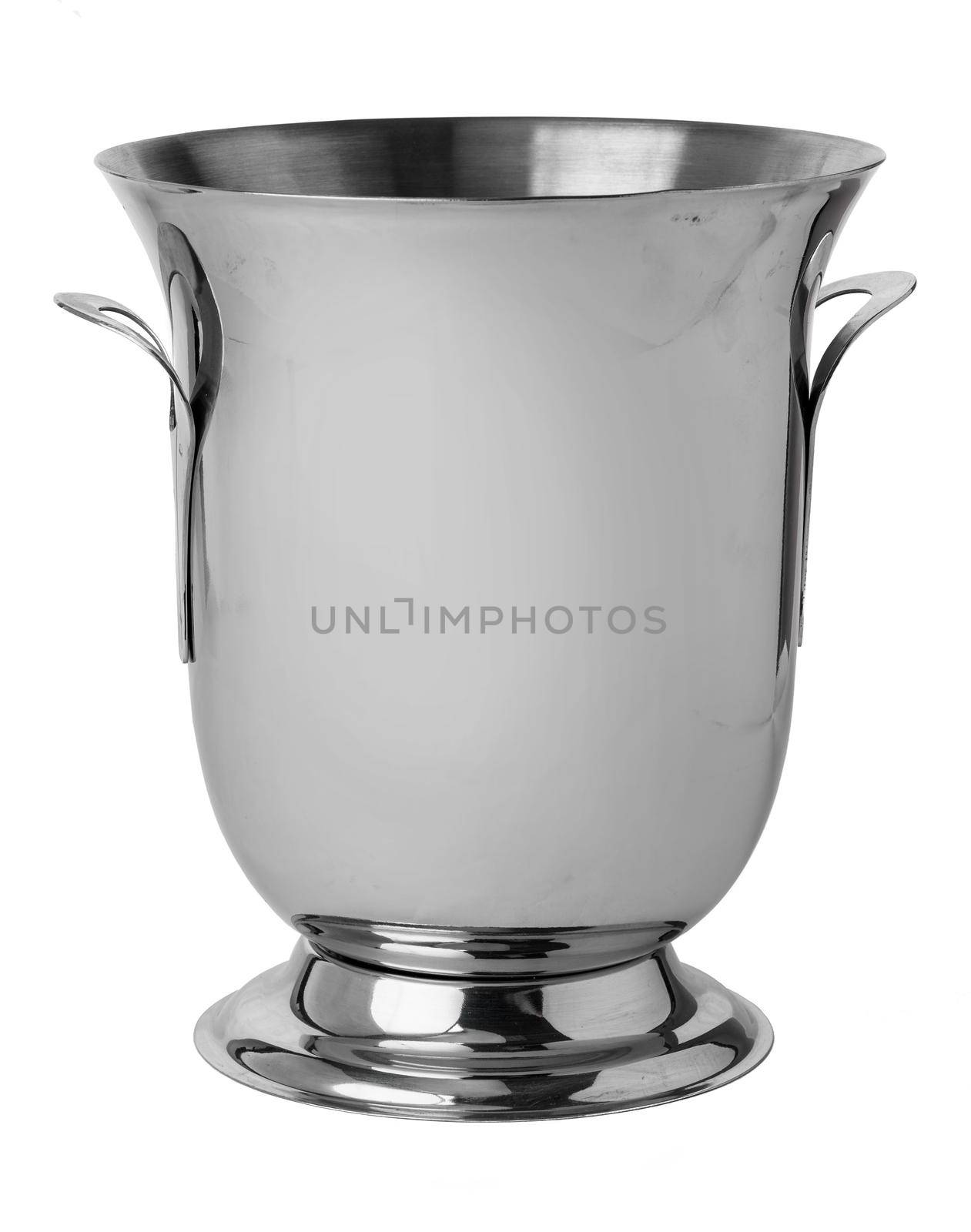 Empty metal ice bucket isolated on white by Fabrikasimf