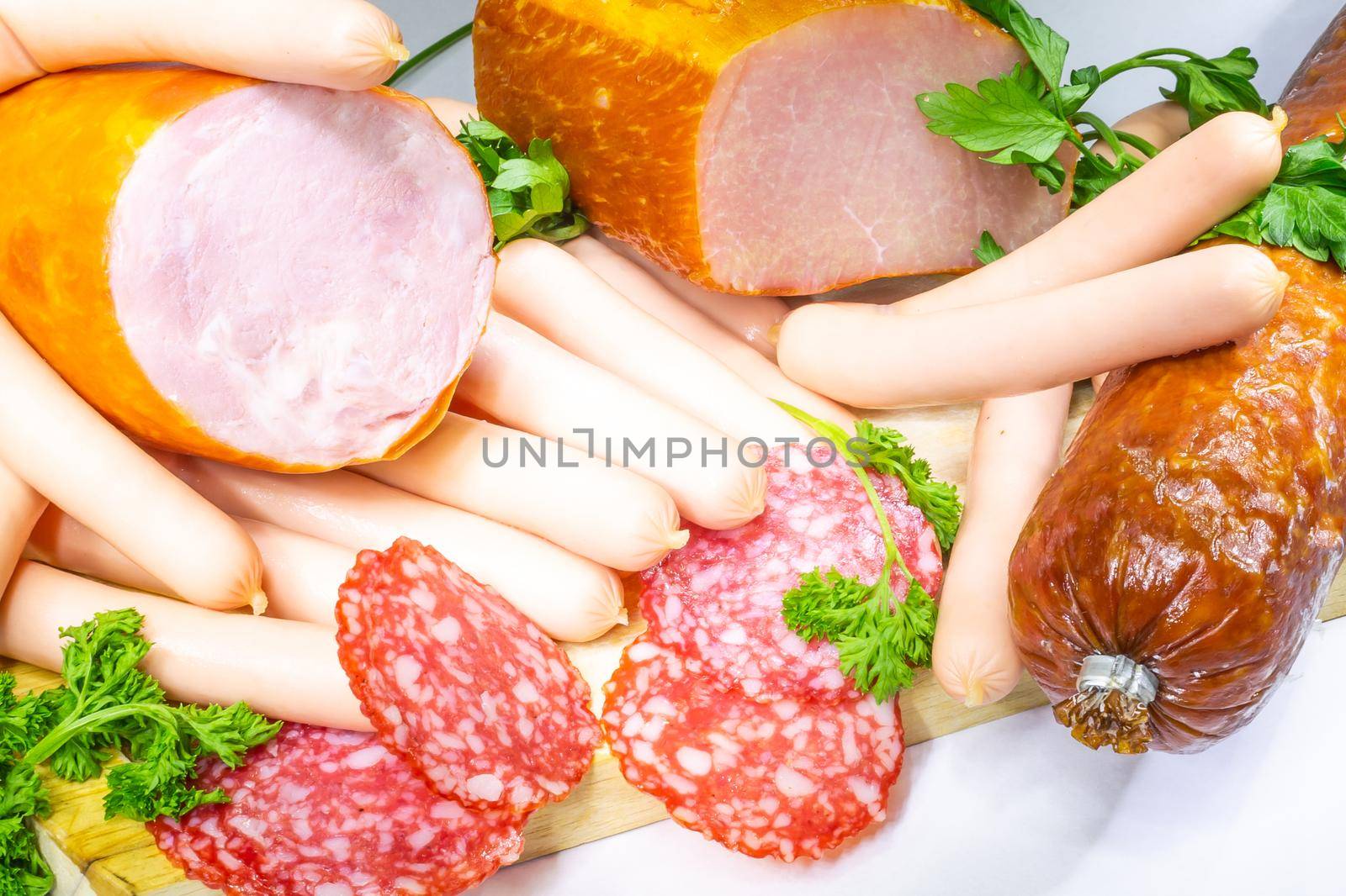 Meat allsorts on a round board