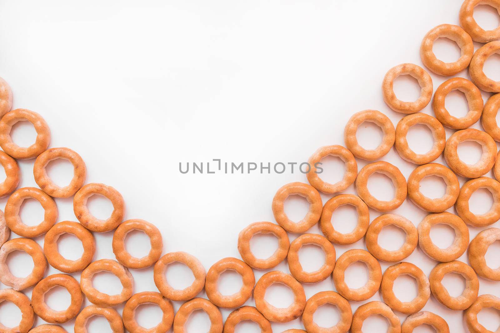 Bagels snack or drying bagels isolated on white background, copy space, mock up.