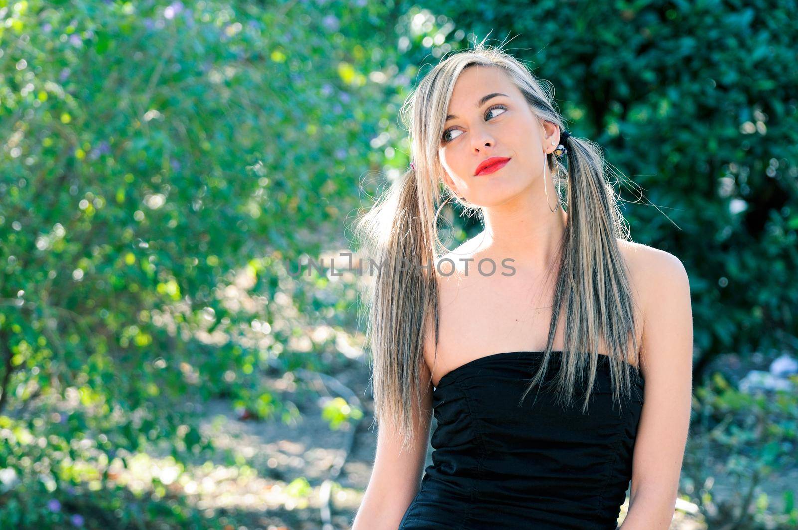 Beautiful and fashion girl with pigtails by javiindy