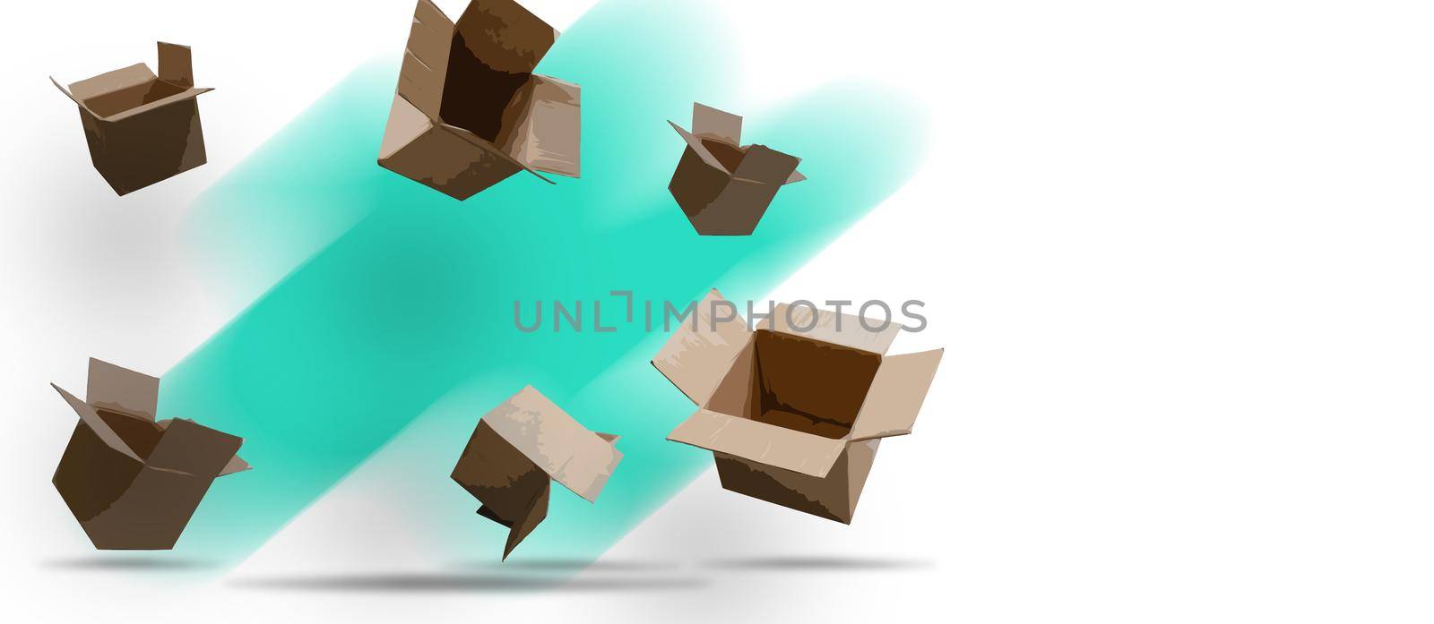 Ilustration of a set of different cardboard boxes