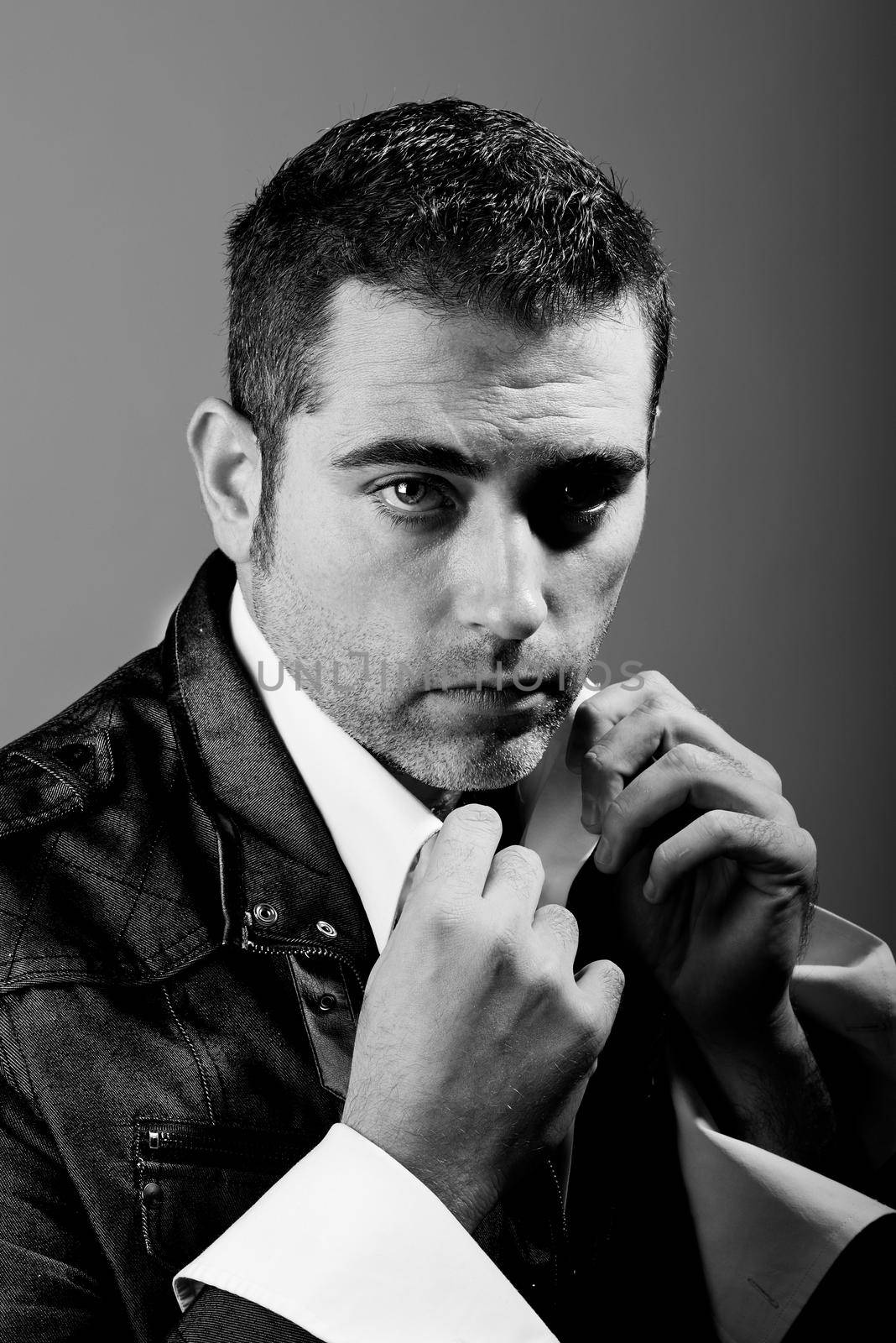 Study portrait of an attractive middle-aged man