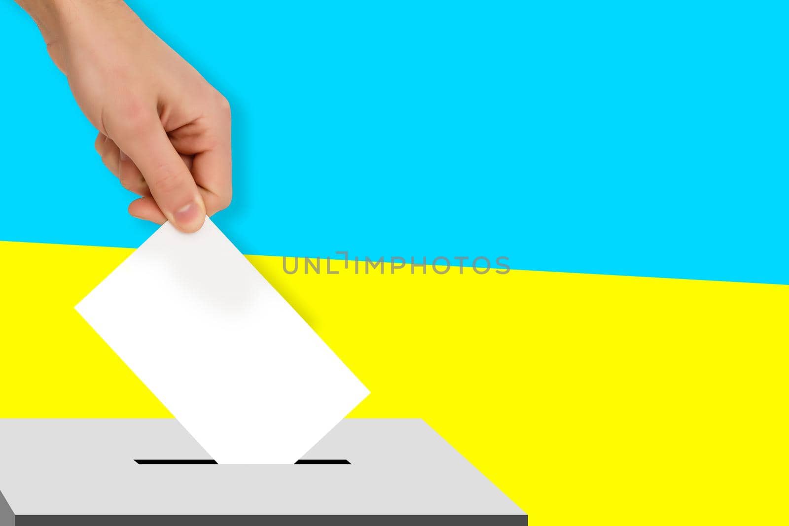 hand drops the ballot election against the background of the flag, concept of state elections, referendum