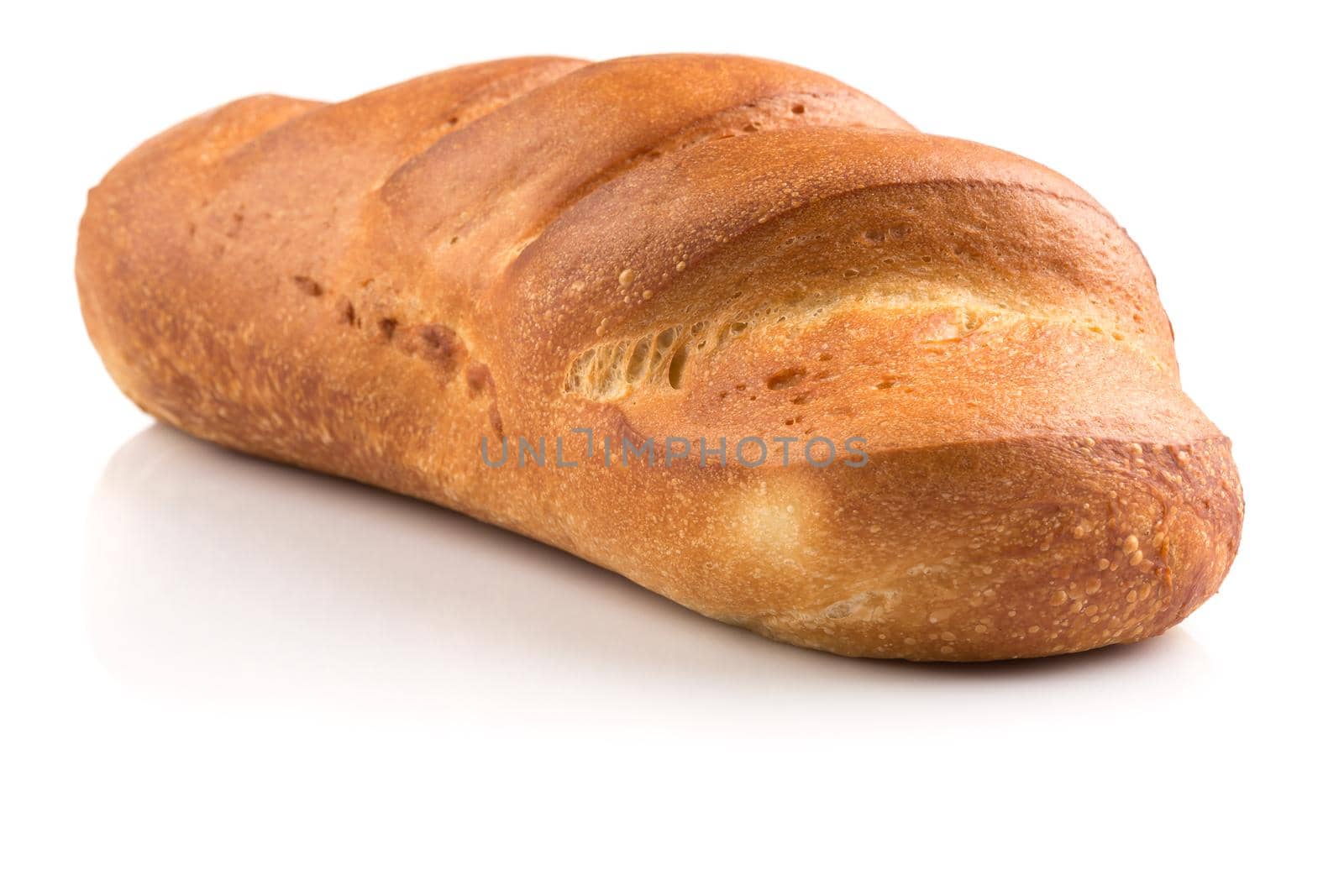 Fresh baked traditional bread on a white background