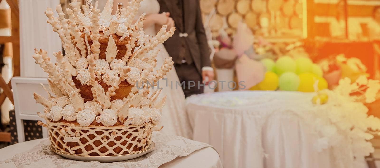 Wedding pastries, multi-tiered decorative pie, confectionery delicacy.