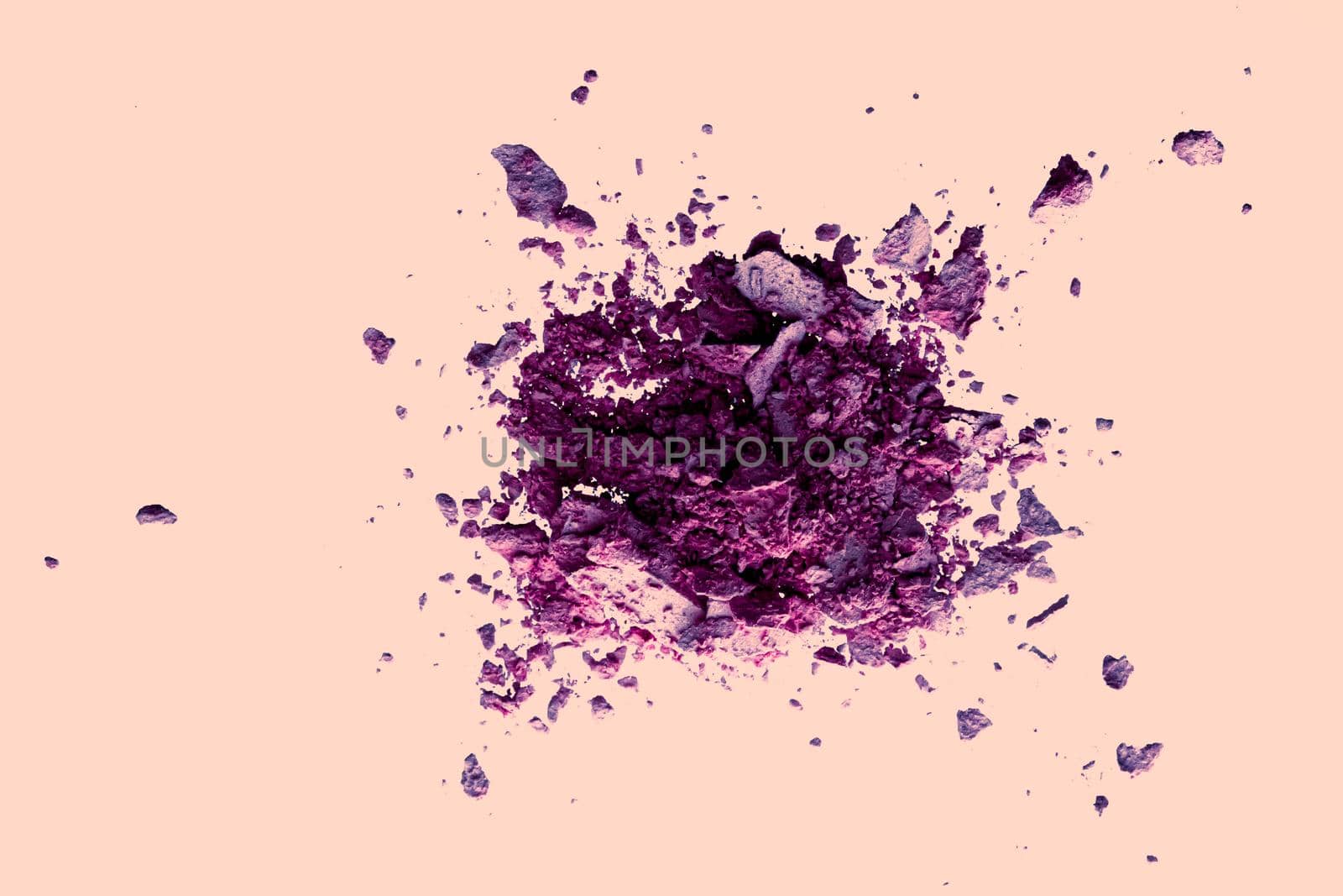 Beauty and makeup flatlay design, mineral organic eyeshadow as powder cosmetics, blush or crushed cosmetic product as make-up background.