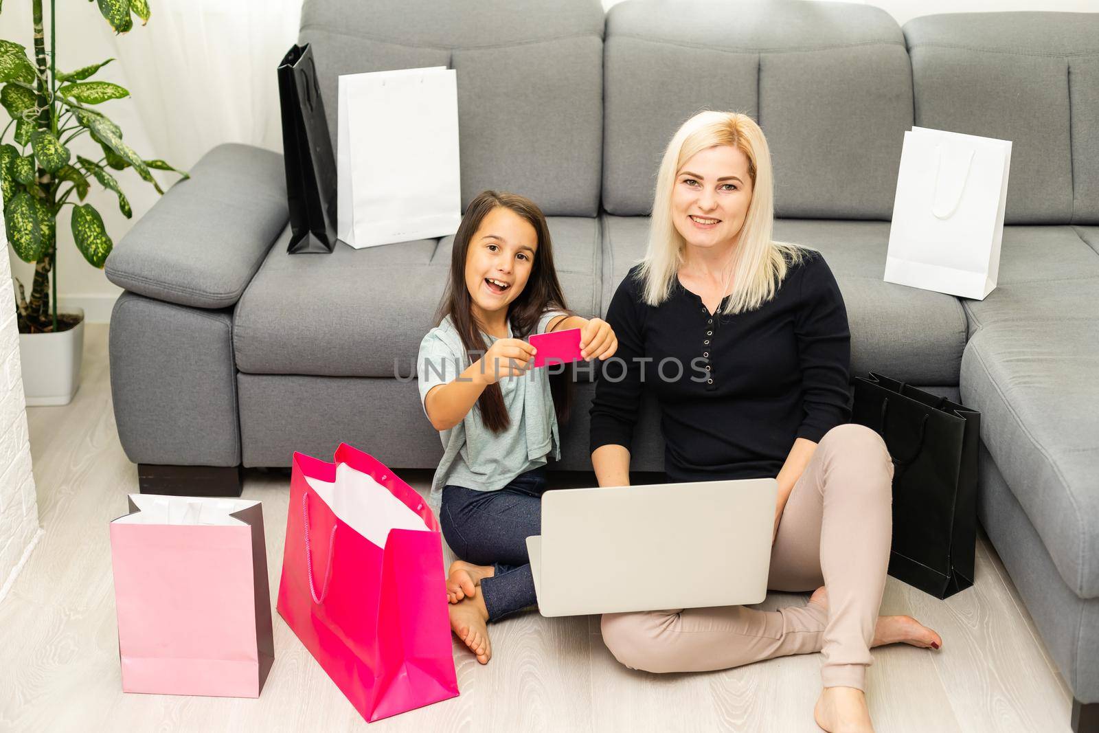 Mother and daughter shopping on internet