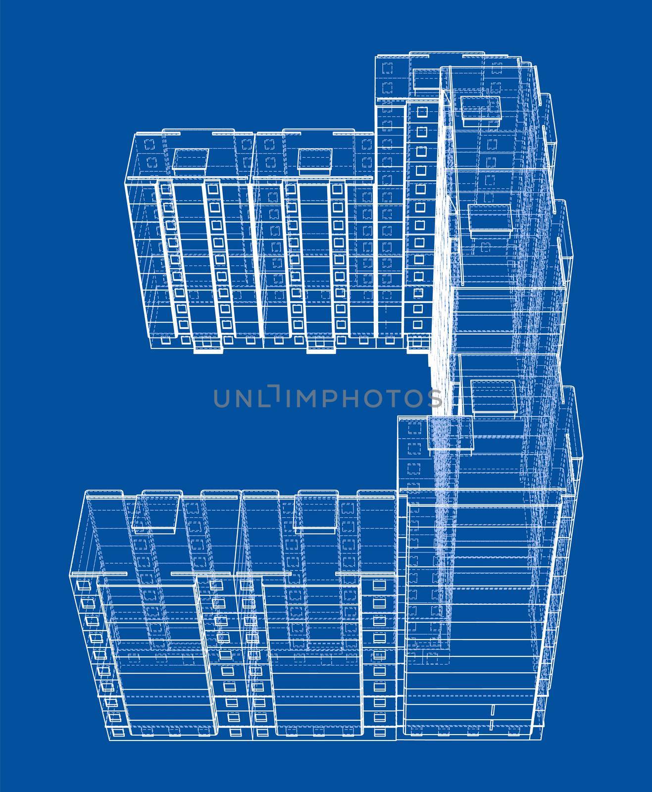 Wire-frame model of a multi-storey building Royalty Free Stock Image ...