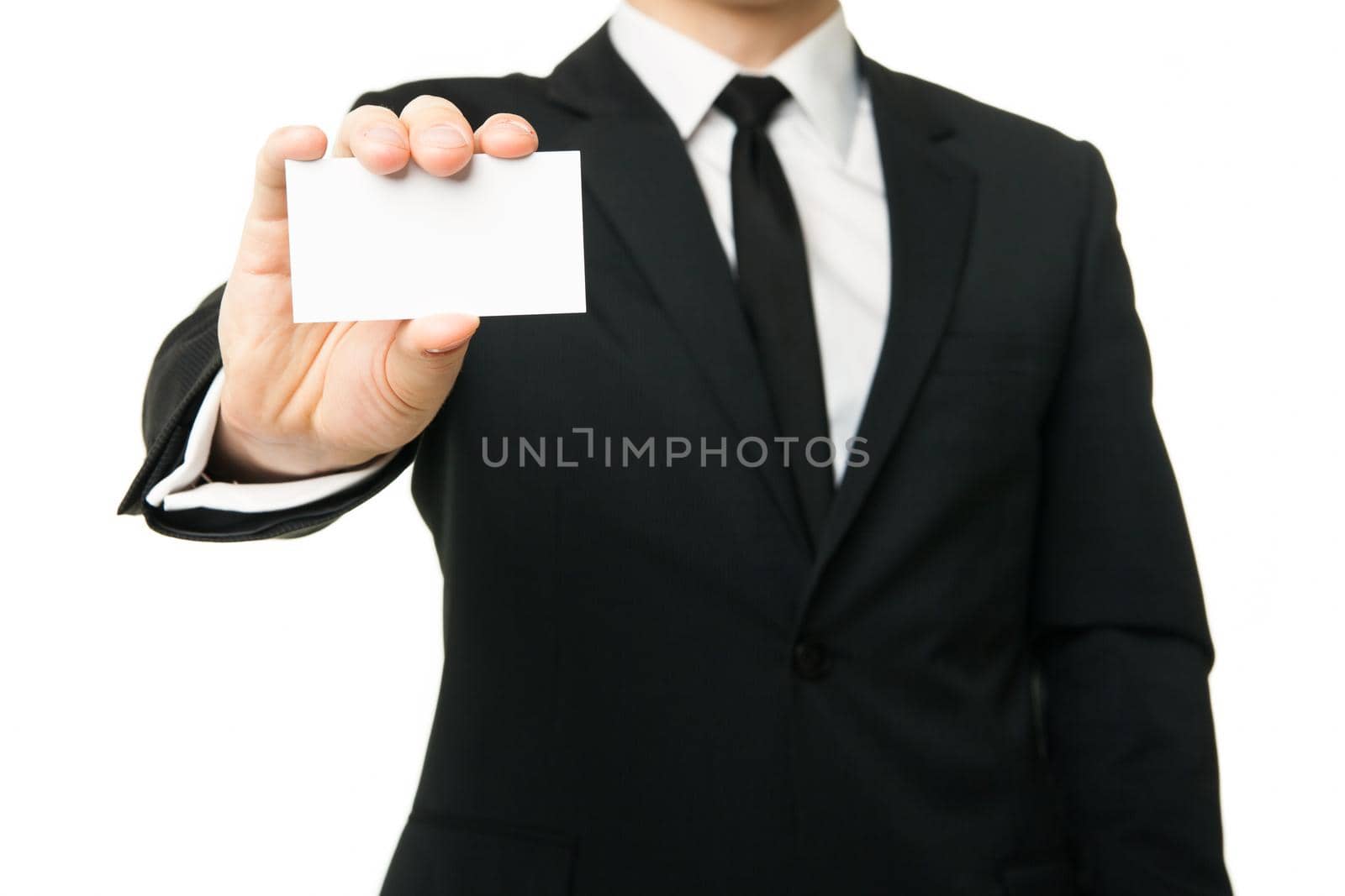 business man show card isolated on white by Julenochek