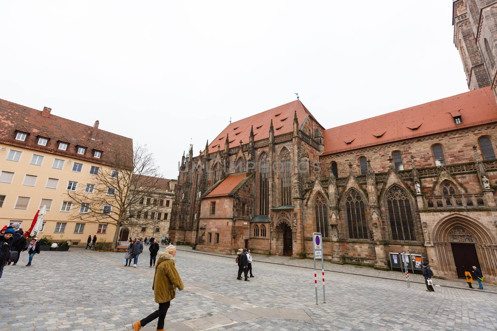 Nuremberg, Germany - Dec 31, 2019: Christkindlesmarkt in Nürnberg,