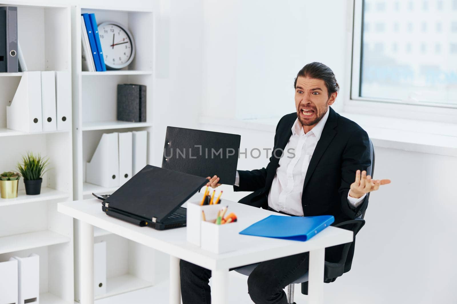 manager office work blue document folder boss. High quality photo