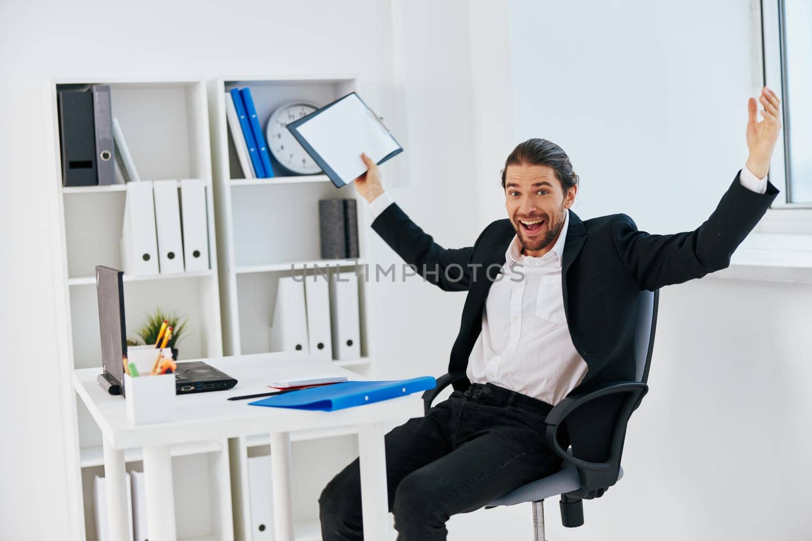 manager office work blue document folder technology. High quality photo