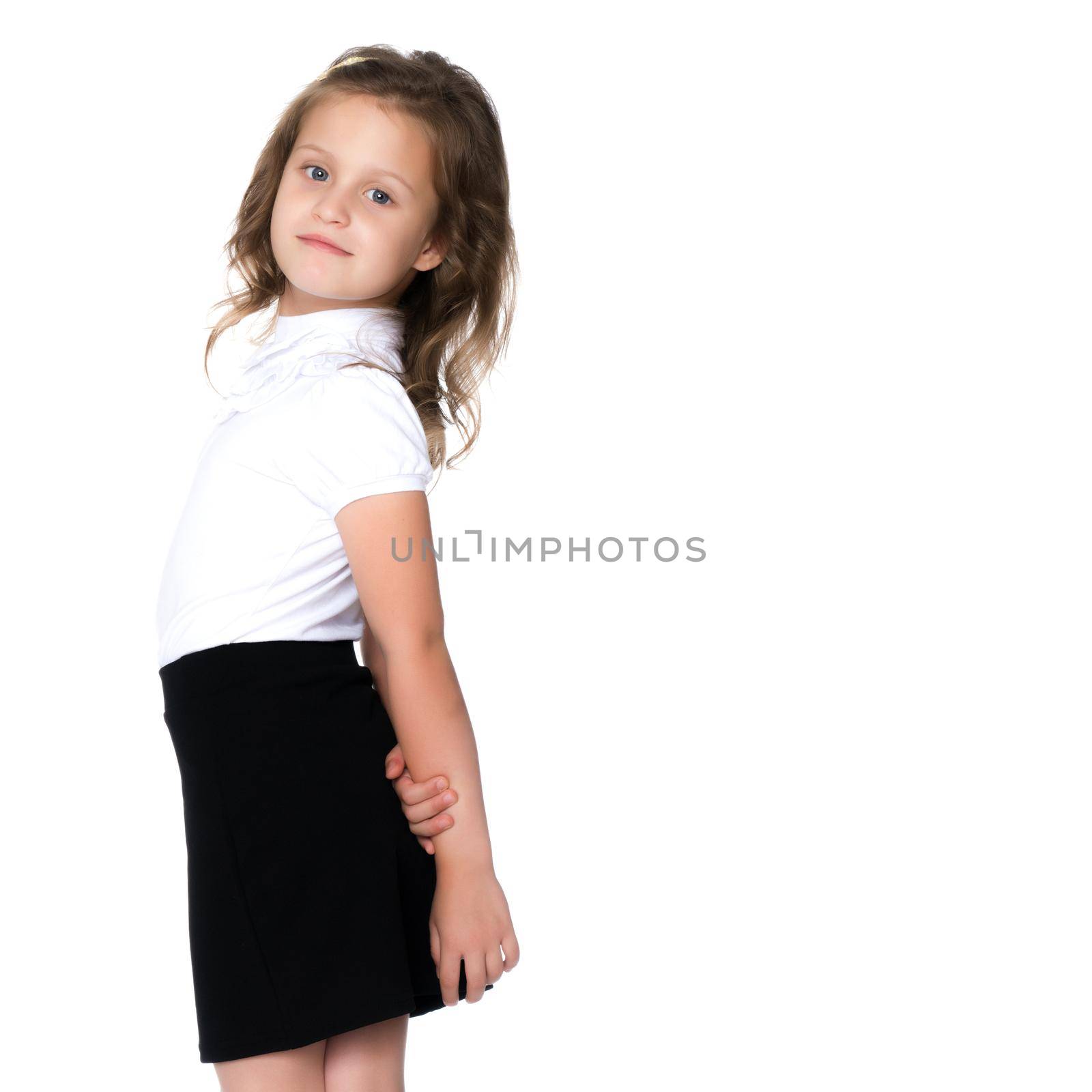 Fashionable little girl in a dress by kolesnikov_studio