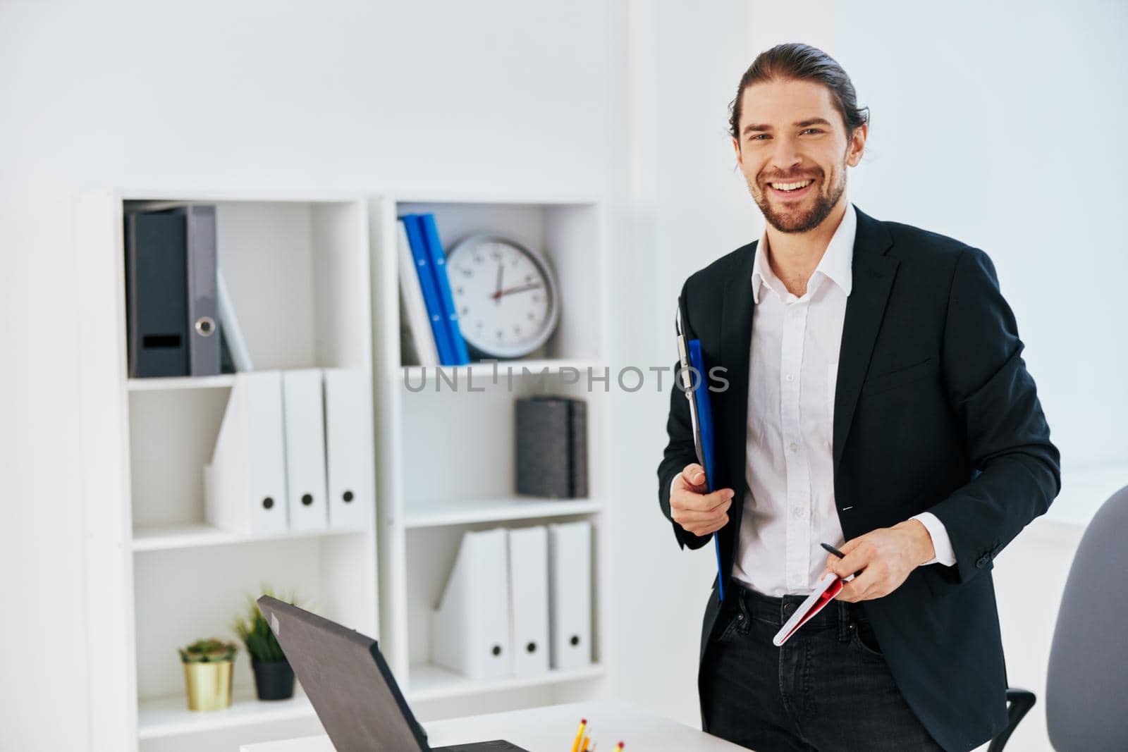manager office work blue document folder technology. High quality photo