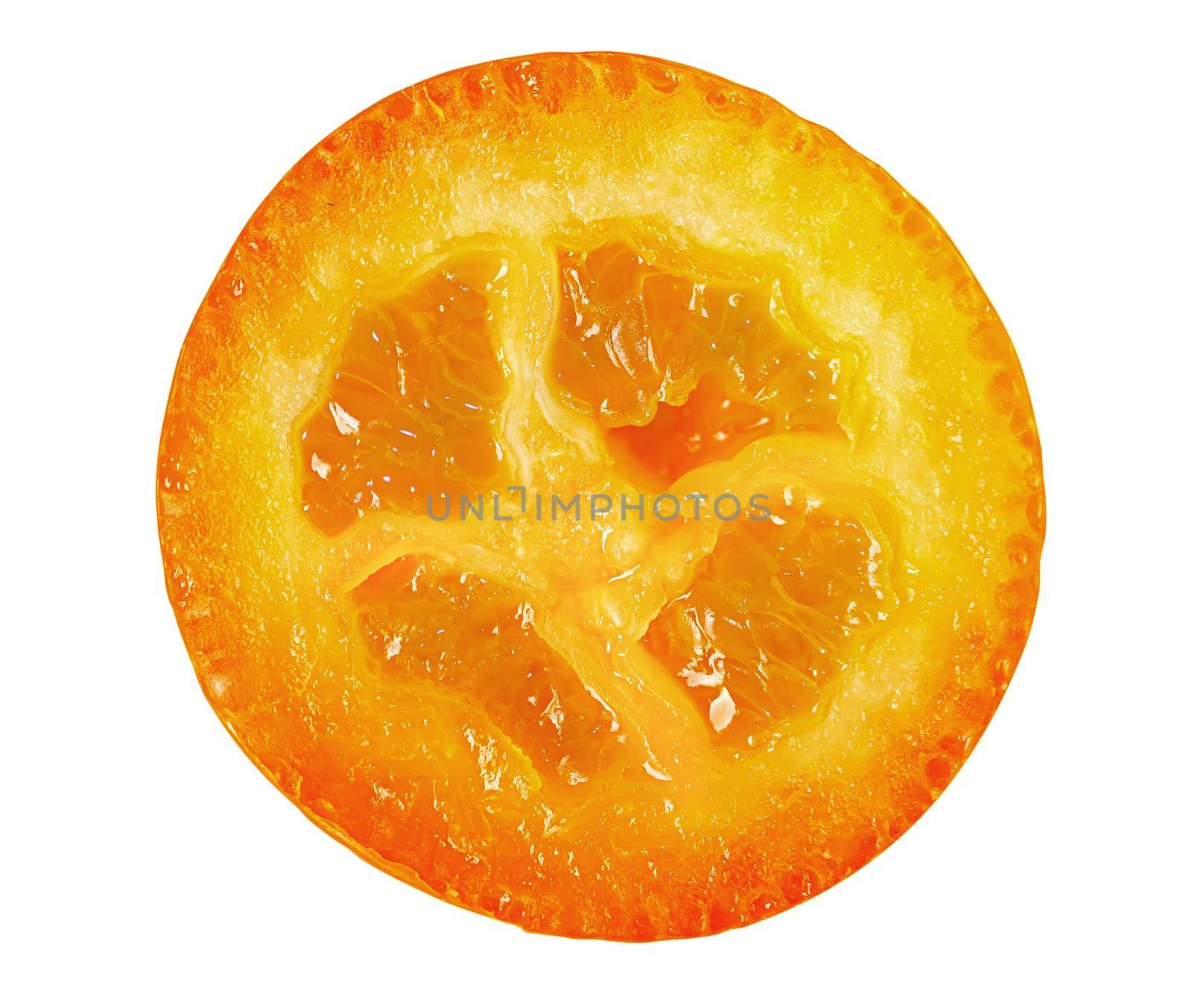 Half ripe kumquat top view isolated on white by Cipariss
