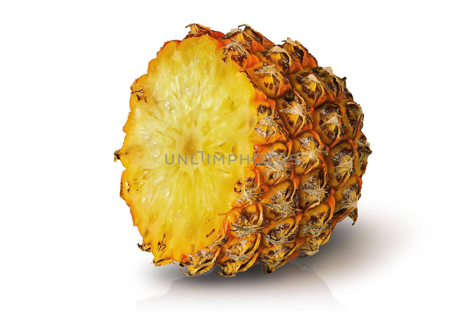 Half of pineapple rotated isolated on white by Cipariss