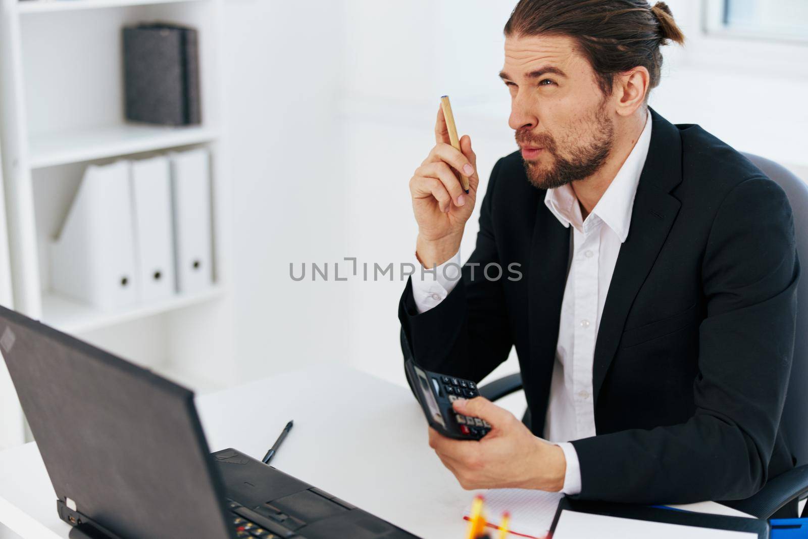 businessmen work in front of laptop emotions Lifestyle. High quality photo