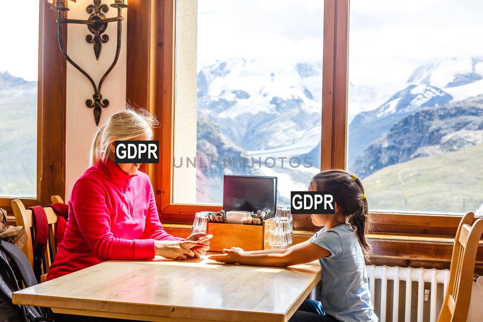 a large family of people behind the inscription GDPR. General data protection regulation. Cyber security and privacy.