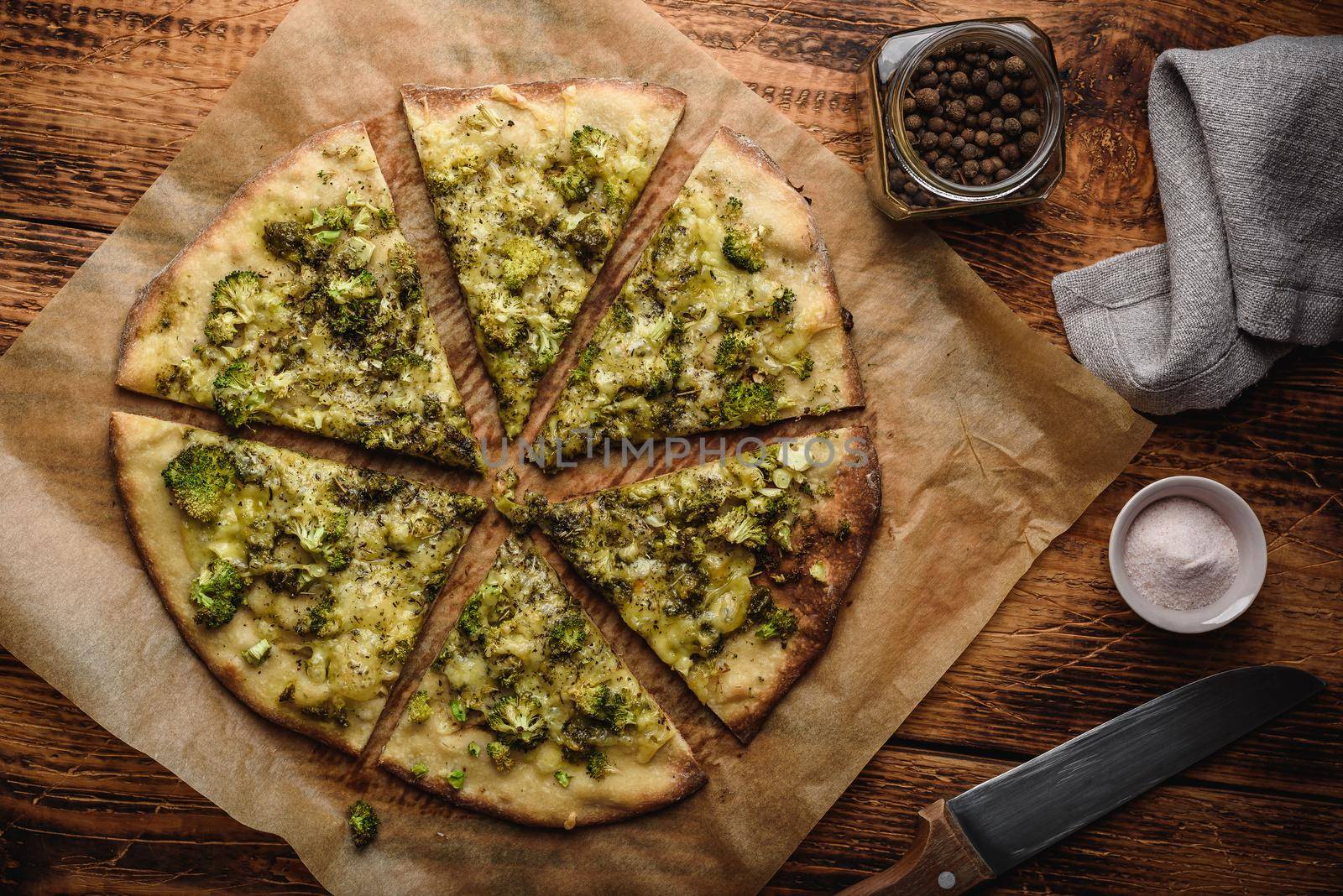 Pizza with broccoli and cheese by Seva_blsv