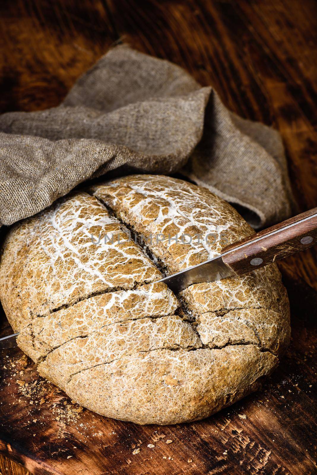 Slices of home baked rye bread by Seva_blsv