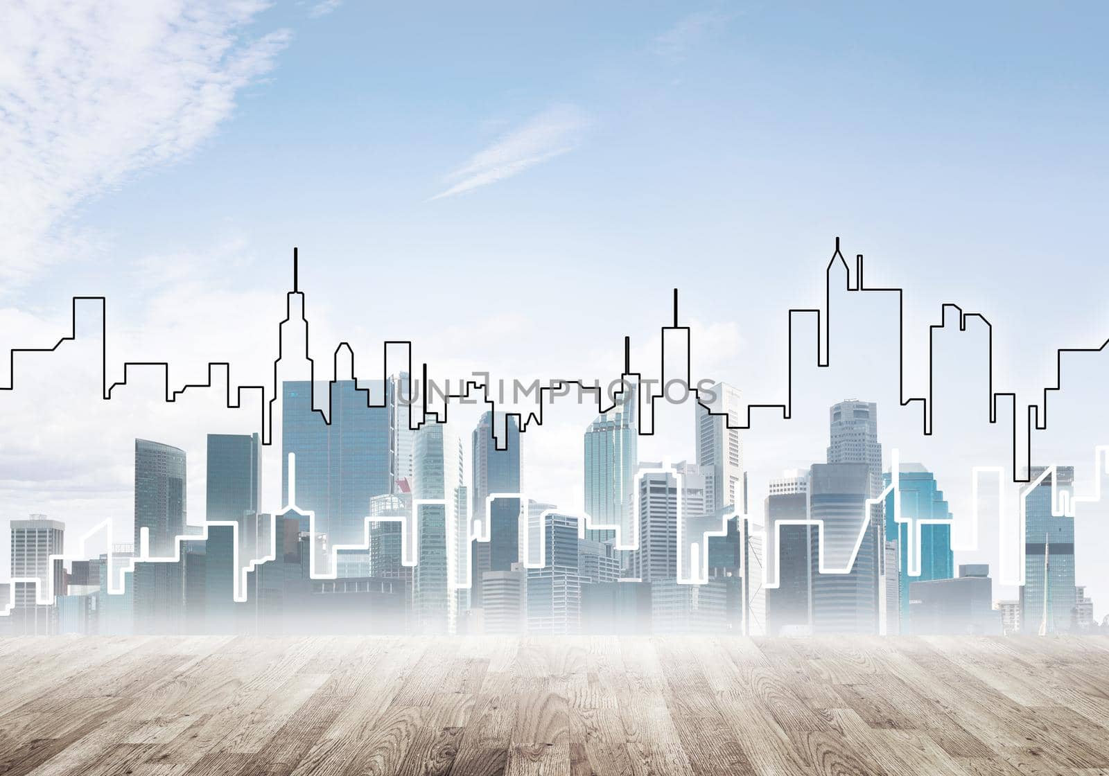 Background image with city center view as modern business life concept by adam121