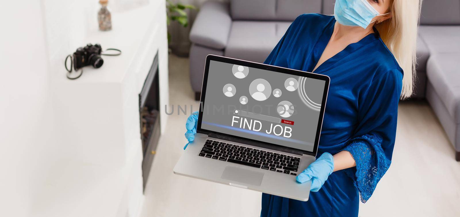 job search concept, find your career, woman looking at online website by Andelov13