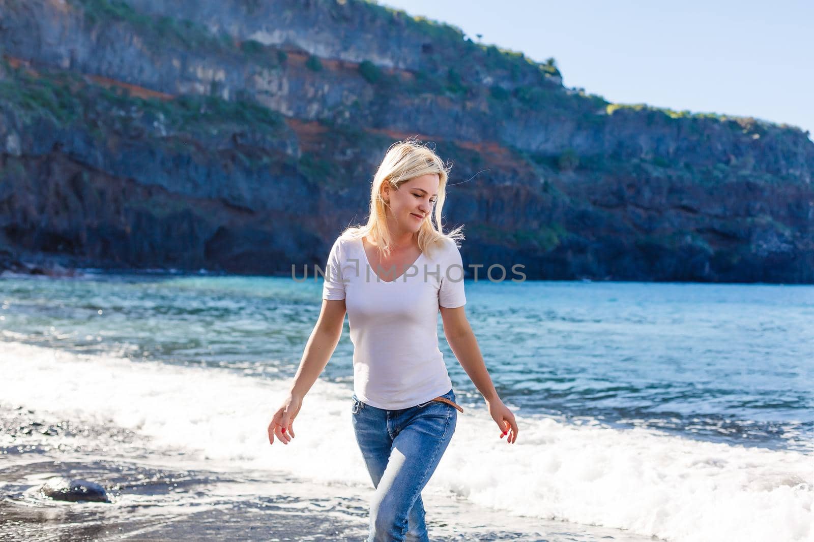 beautiful alone sensual girl on the beach