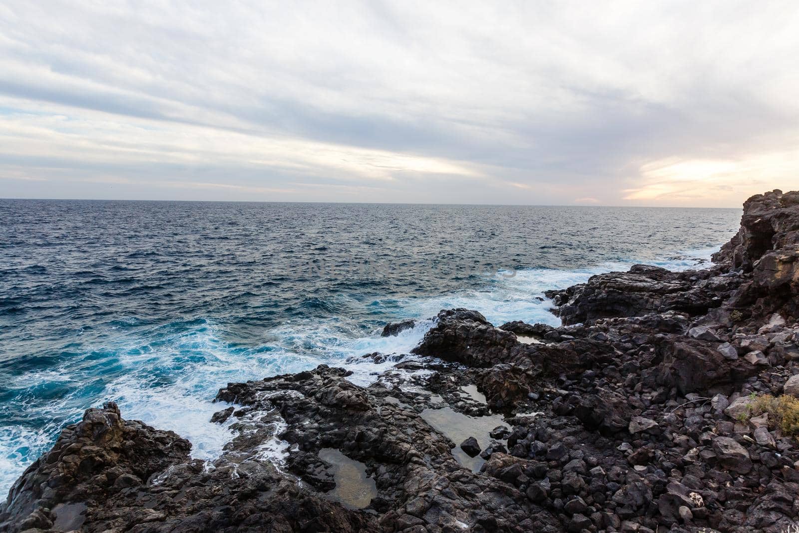 Beautiful sunset on Las Galletas cliffs, Tenerife