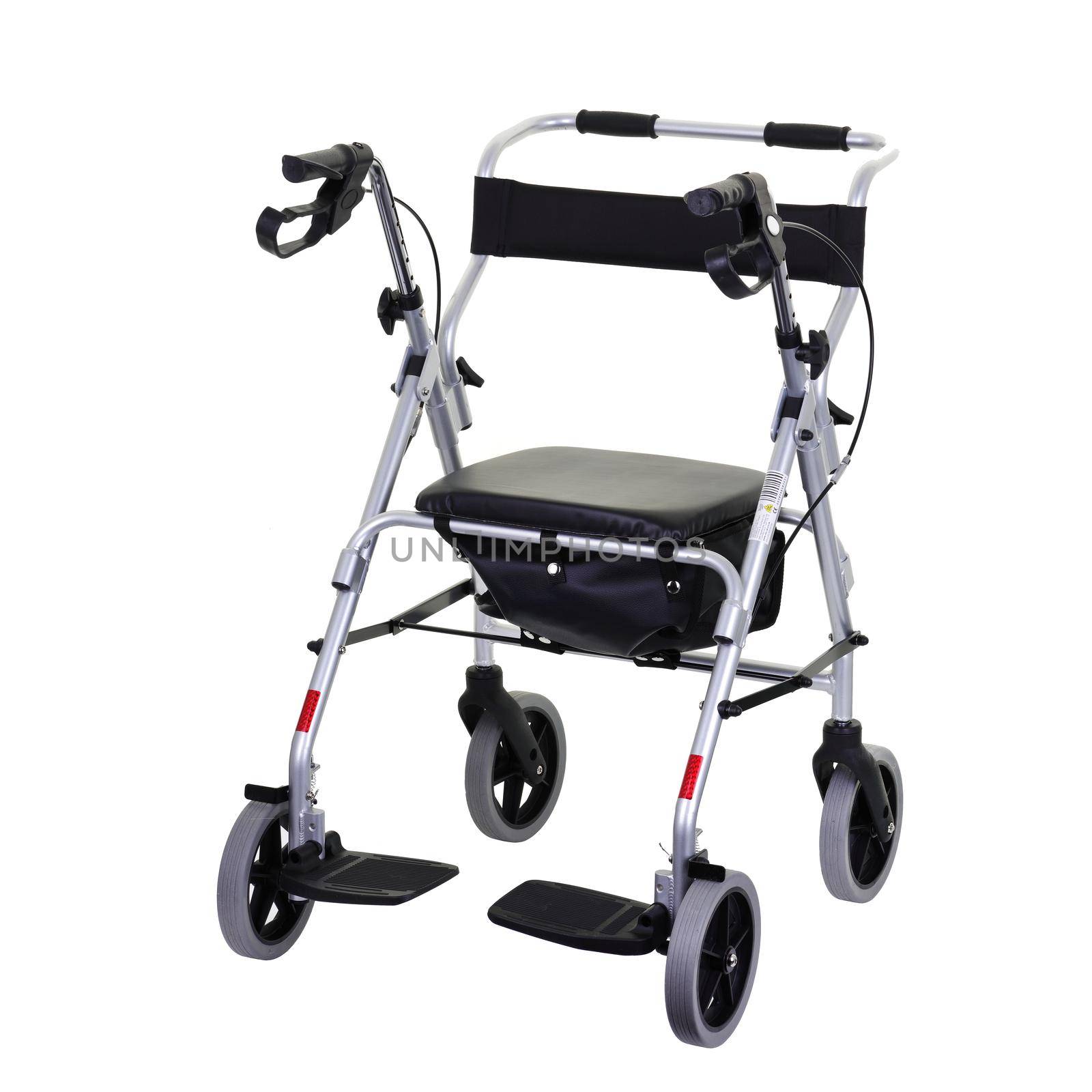 A combined walker and transit chair for elderly and disabled