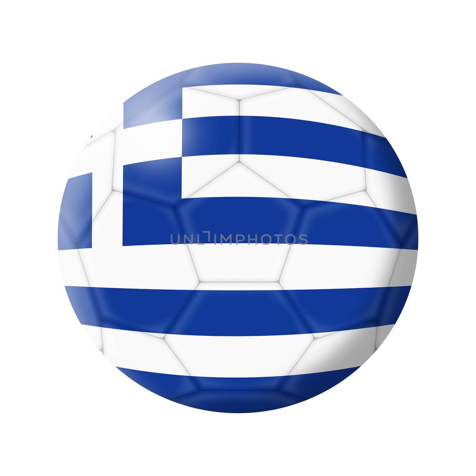 A Greece soccer ball football 3d illustration isolated on white with clipping path