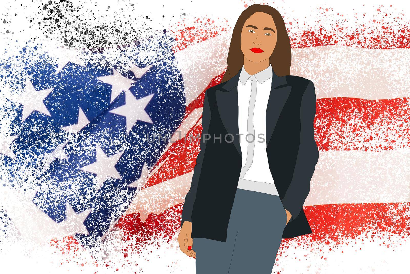 woman on the background of the flag of america by Andelov13