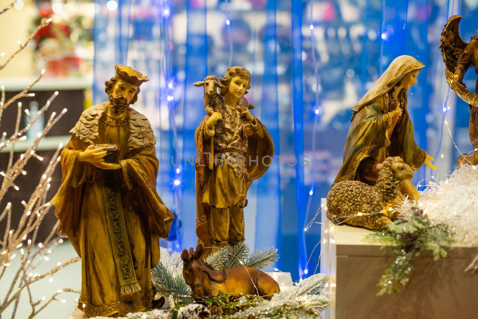 Traditional Christmas decoration. Nativity scene.