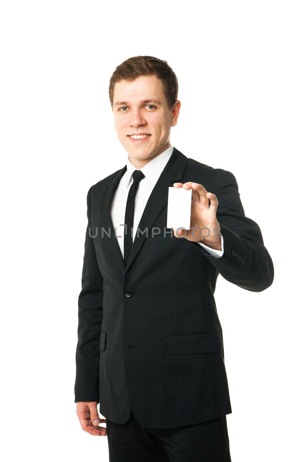 business man show card isolated on white background