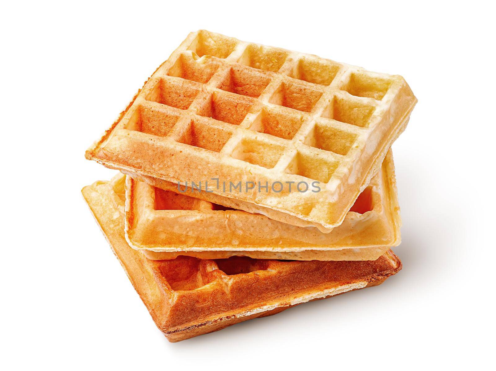 Three crispy fried french waffles isolated on white by Cipariss