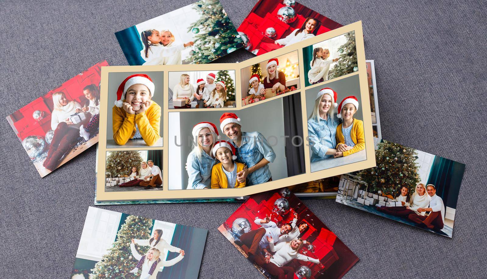 photobook with christmas photos. Winter cozy.