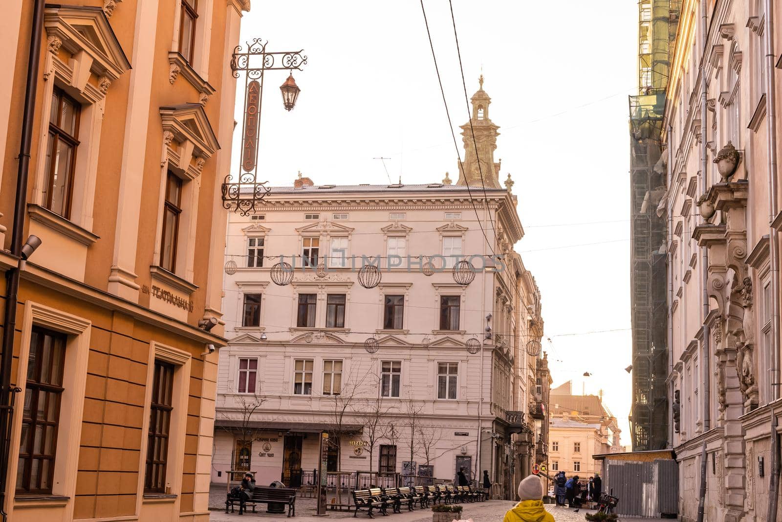 LVIV, UKRAINE - 28 December 2020: New Year and Christmas in the European city of Lviv.