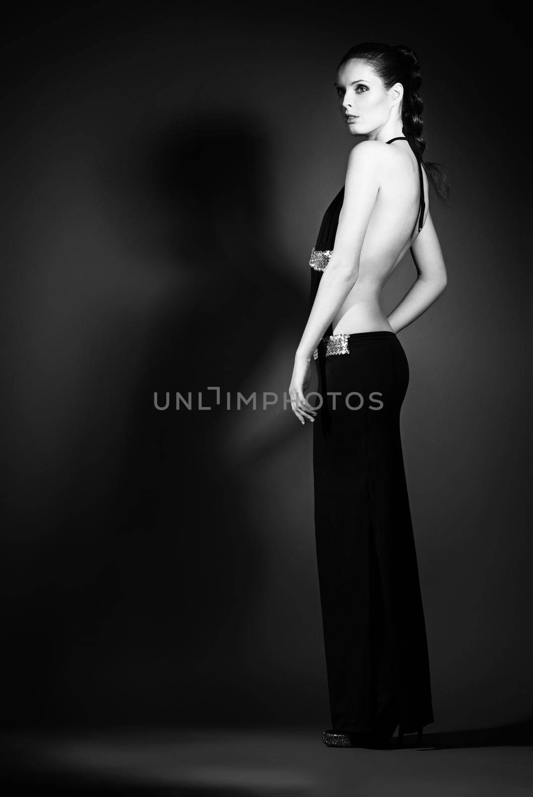 Portrait of young woman in elegant evening dresses by Julenochek