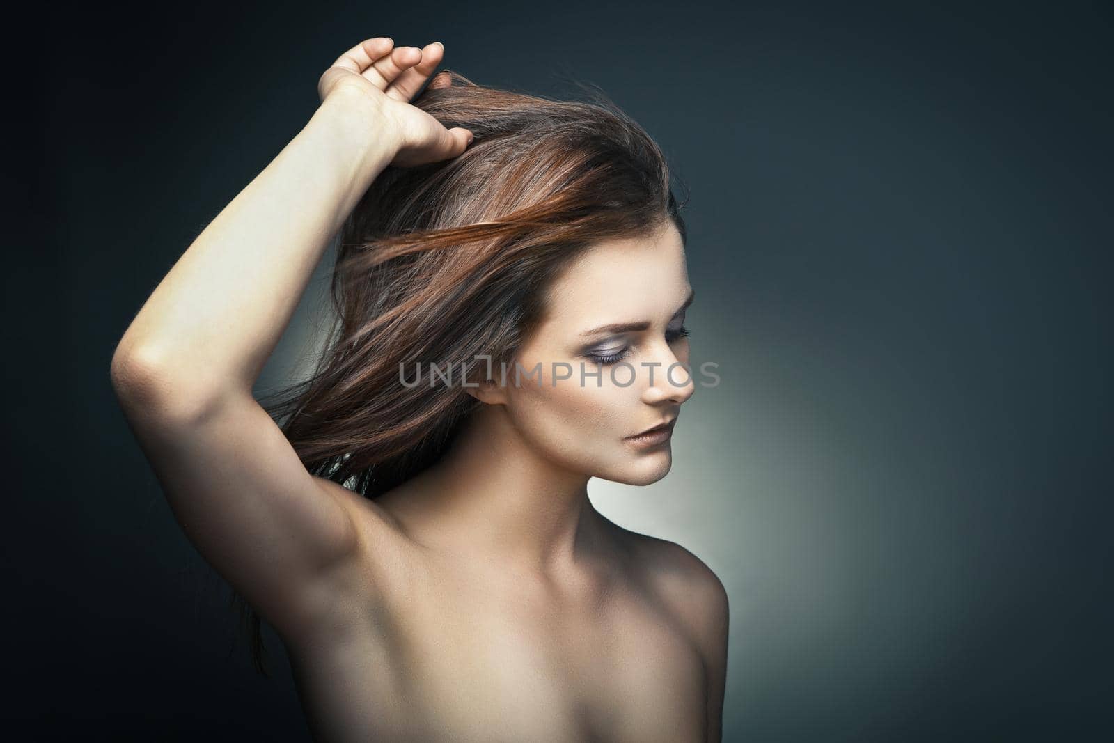 Sensual woman with beautiful long brown hairs by Julenochek