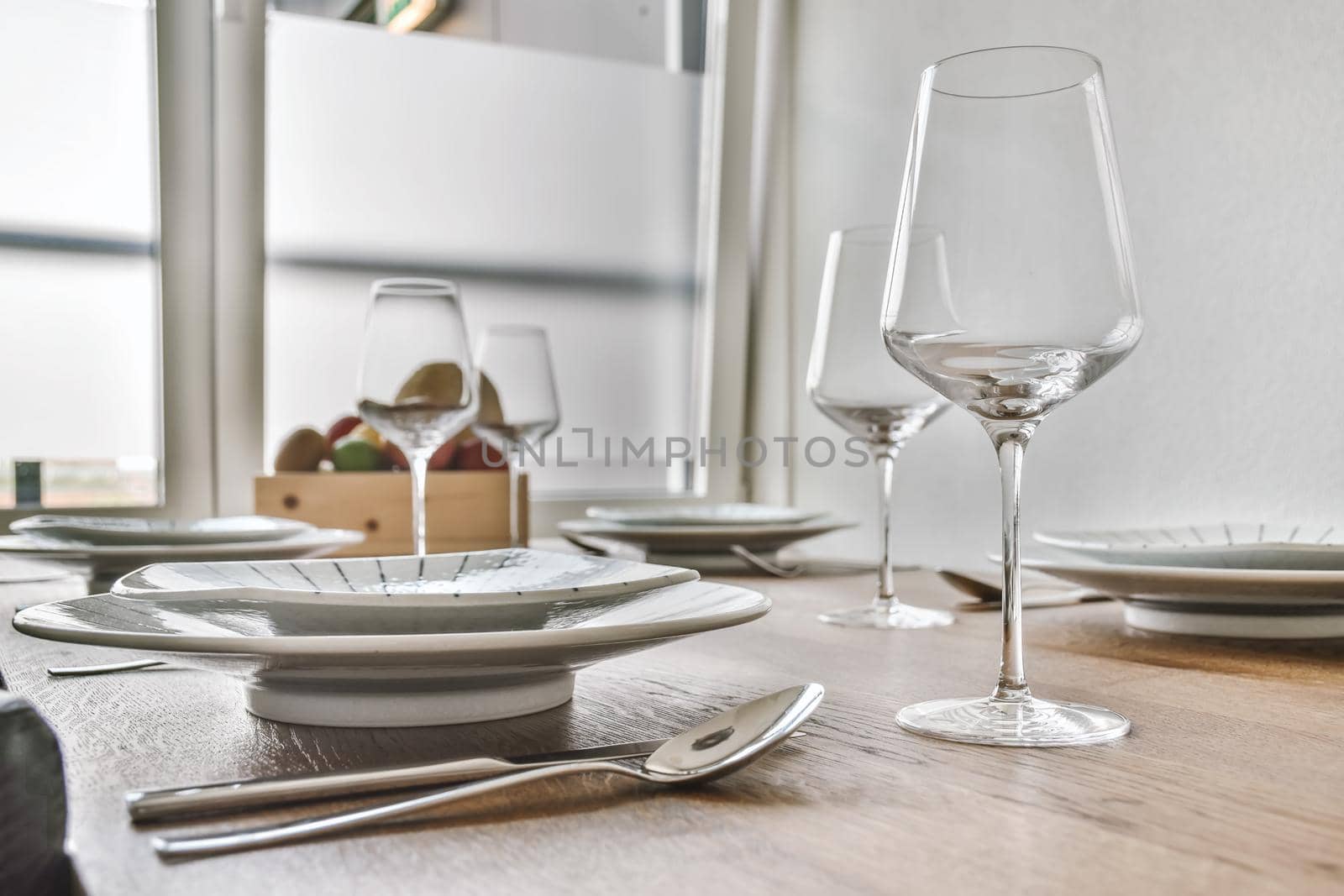 Beautifully served table in elegant dining room