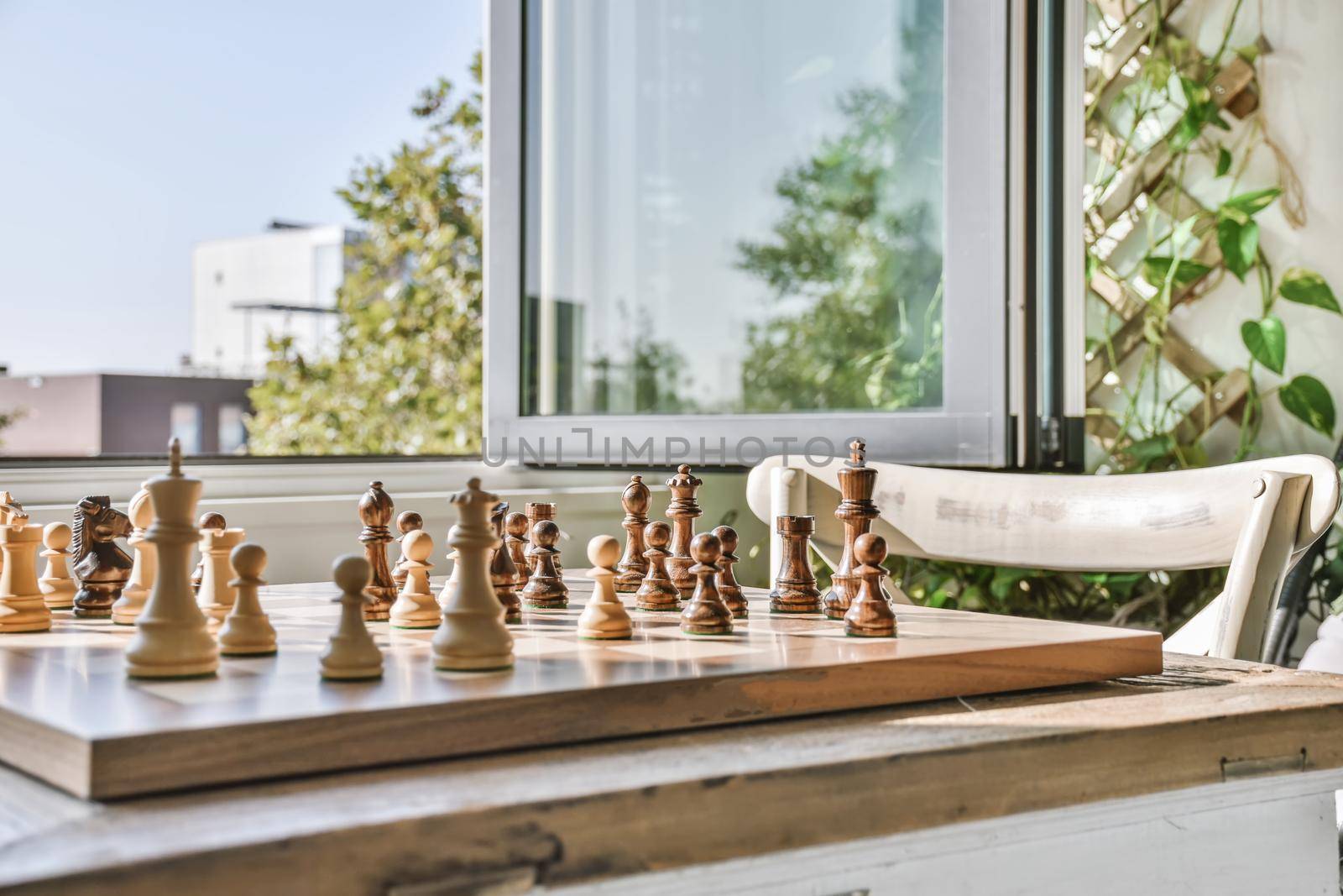 Chess board on the table by casamedia