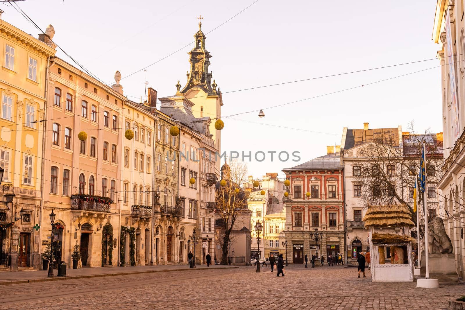 LVIV, UKRAINE - 28 December 2020: New Year and Christmas in the European city of Lviv.