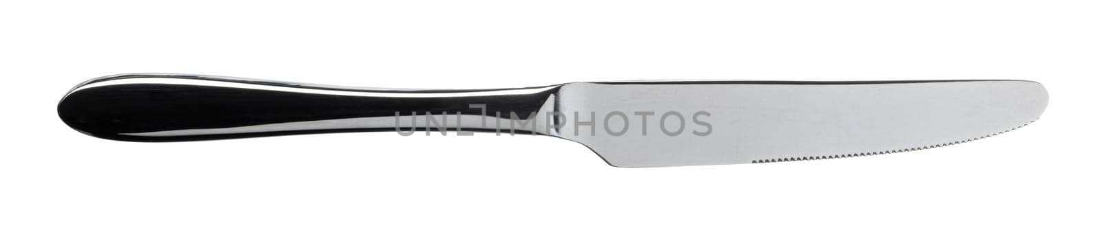 Silver knife silverware isolated on white background. close up.