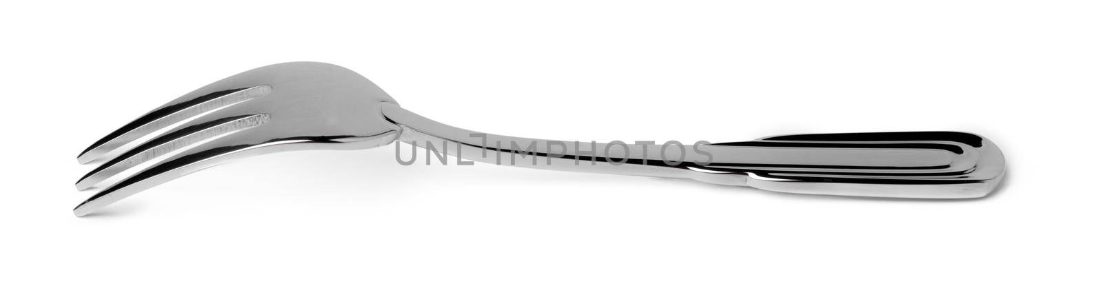 Steel metal fork isolated on white background, cutlery
