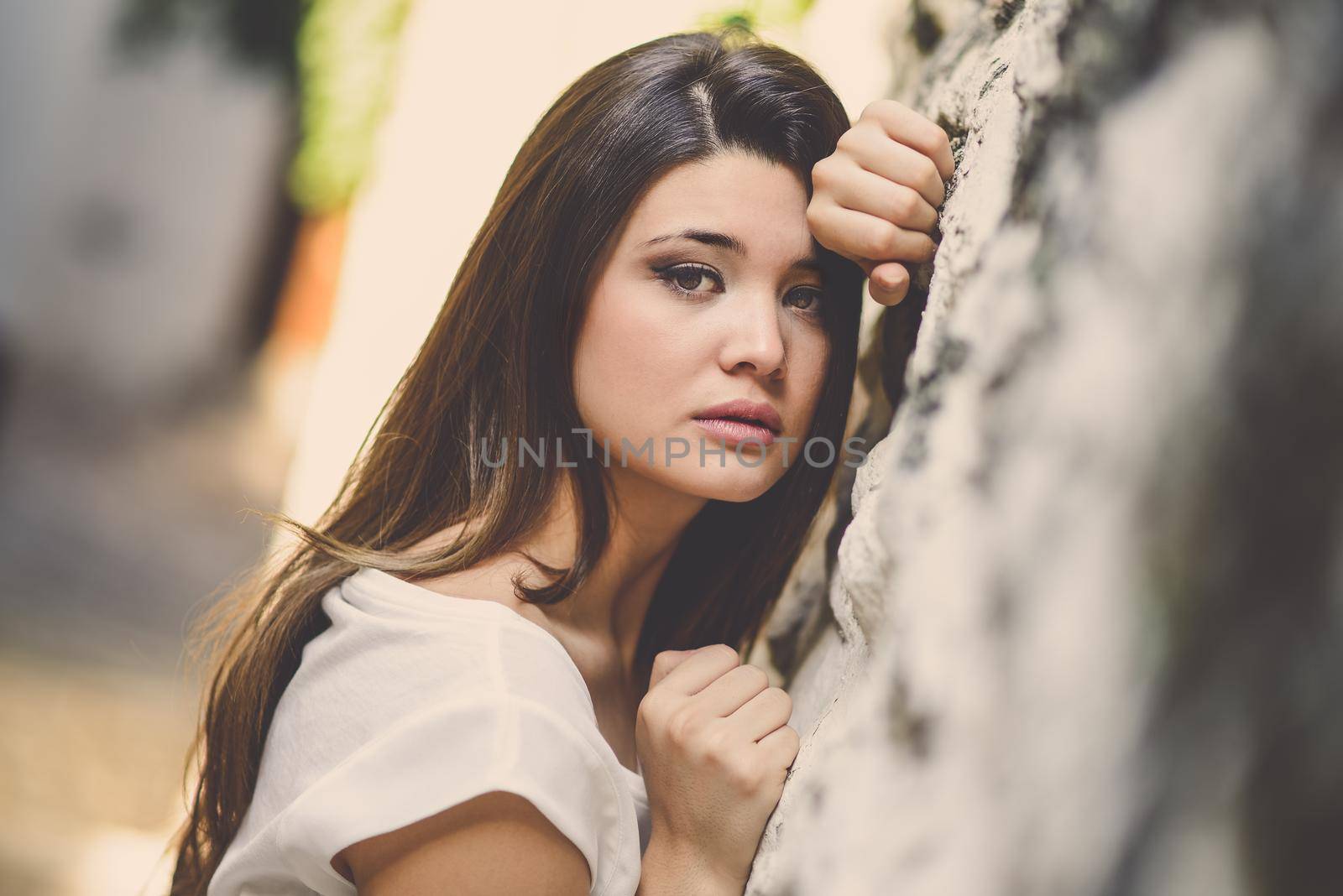 Portrait of beautiful japanese woman in urban background