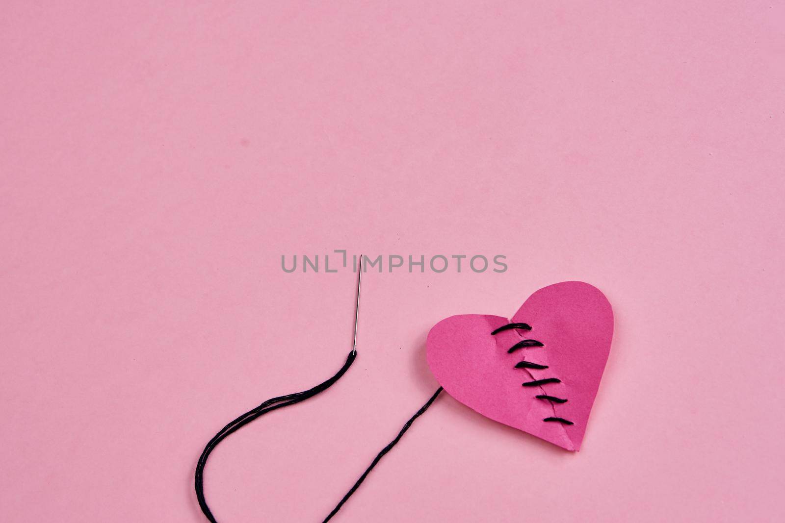 valentines paper heart romance holiday pink background by Vichizh