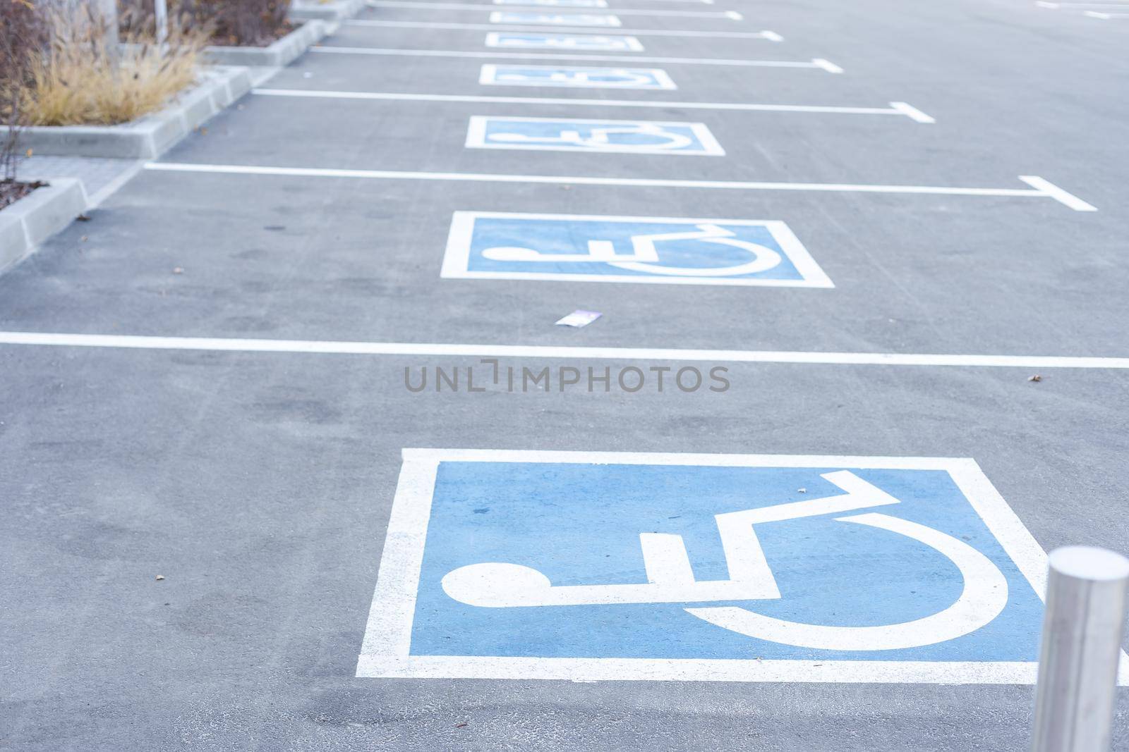 Handicapped Symbol Painted on a Parking Spot.
